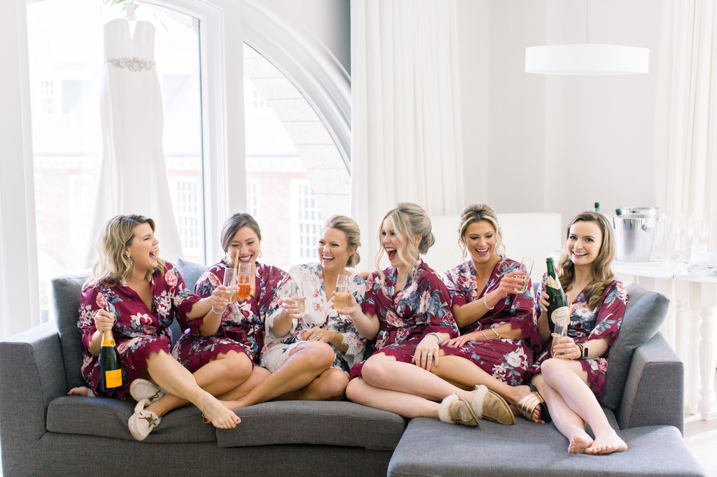 bridal party getting ready rompers